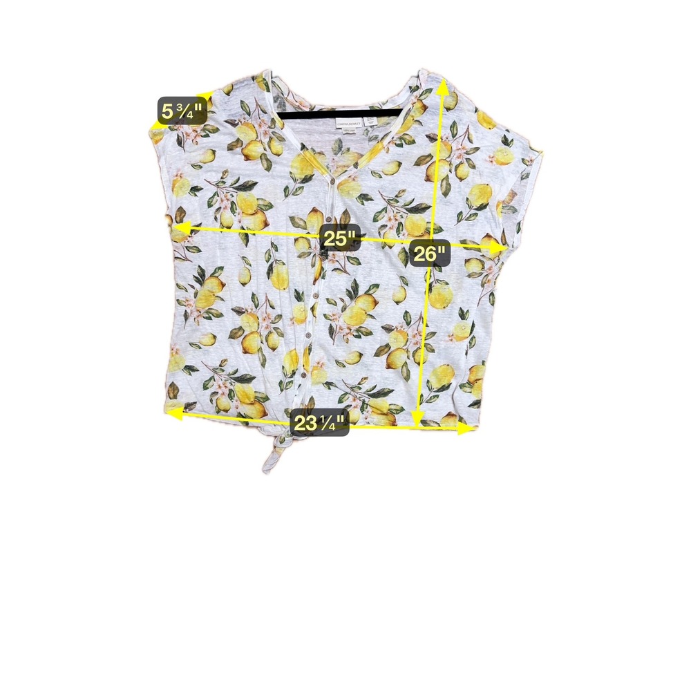 Cynthia Rowley 100% Linen Lemon Blouse Size 2X Cottagecore Countryside Fairy Top - Picture 4 of 4